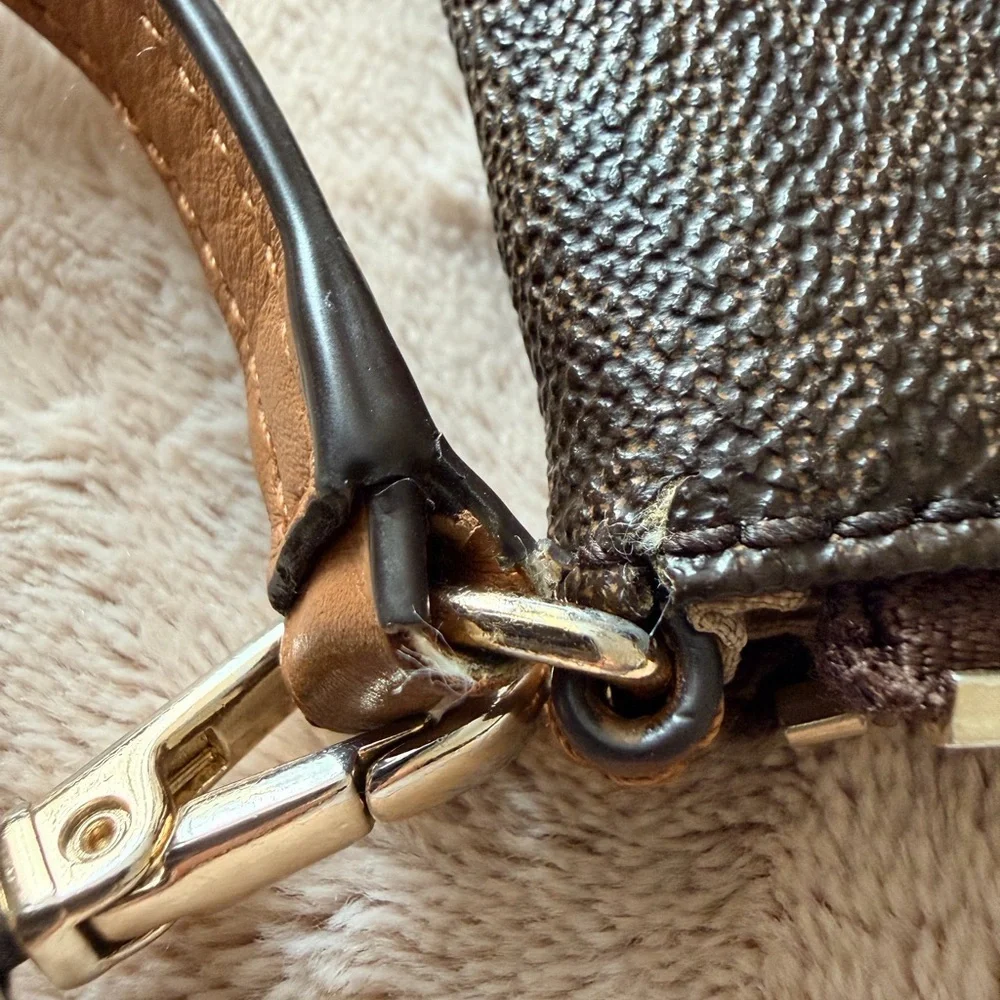 Michael Kors Brown Leather Clutch with Gold Details
